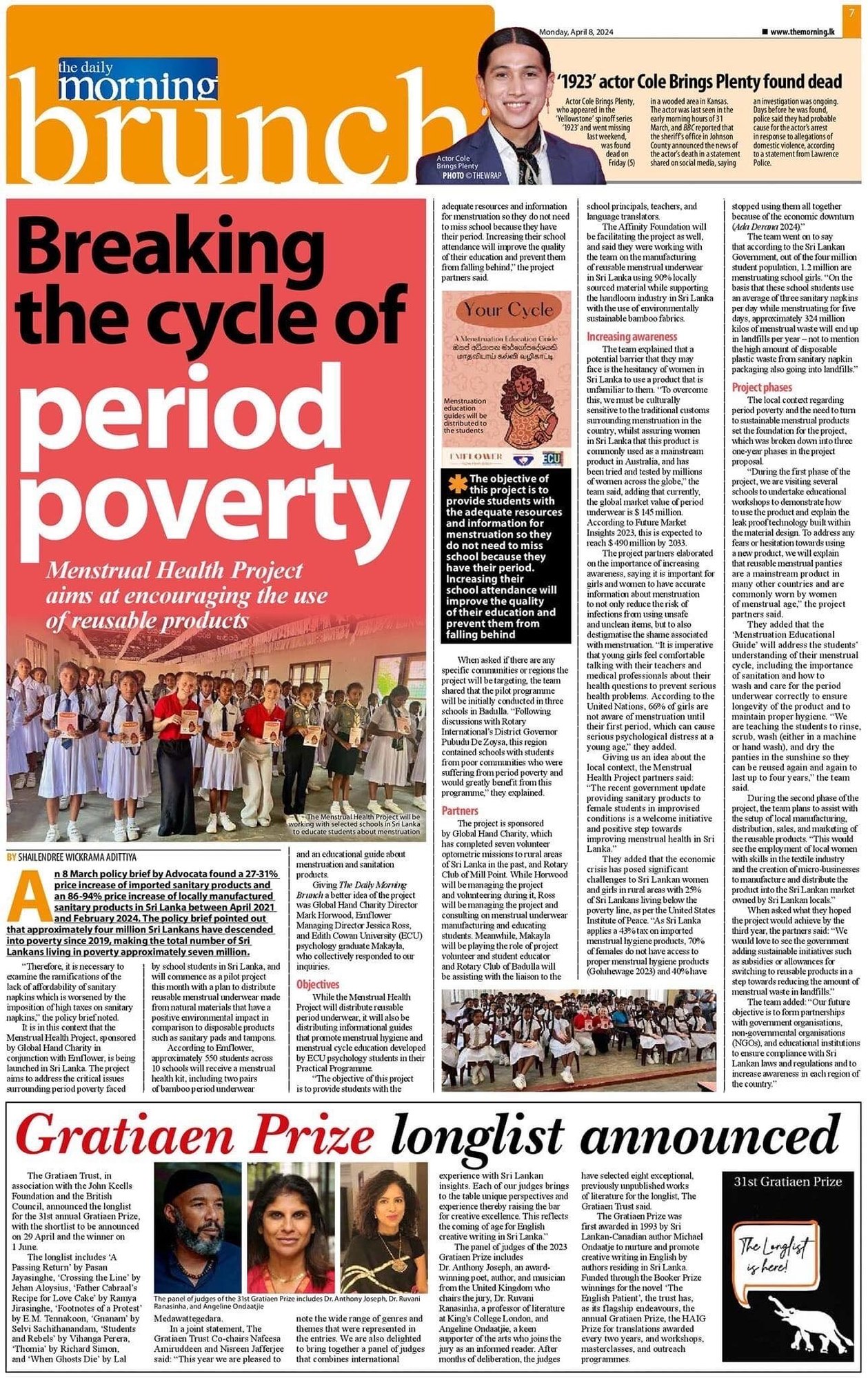 Menstrual Health project newspaper article